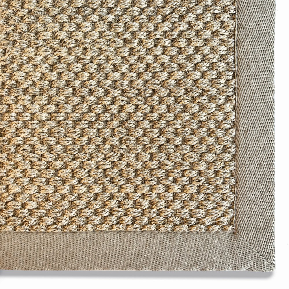 Origins Sisal Woven Border Textured Runner Rug in Light Beige